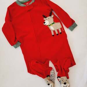 Carter's reindeer footed pajamas 18M
